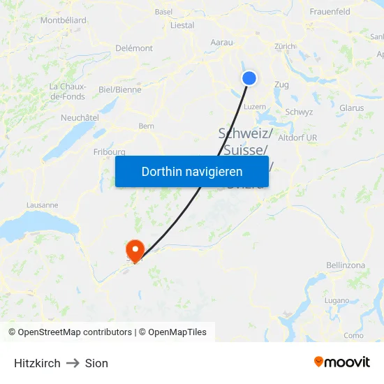 Hitzkirch to Sion map