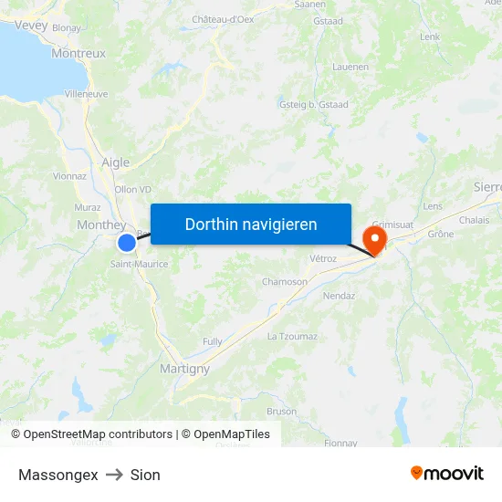 Massongex to Sion map