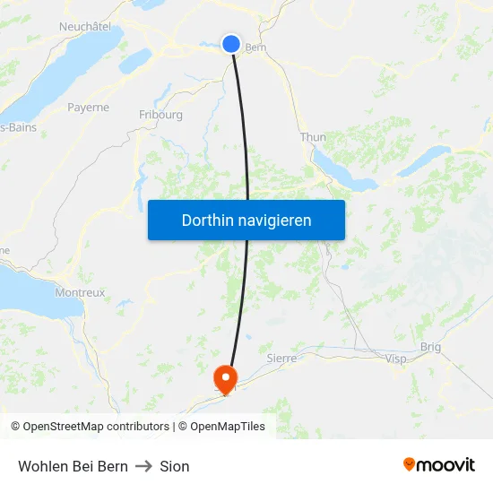 Wohlen Bei Bern to Sion map