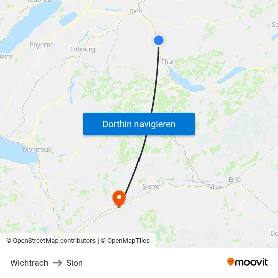 Wichtrach to Sion map