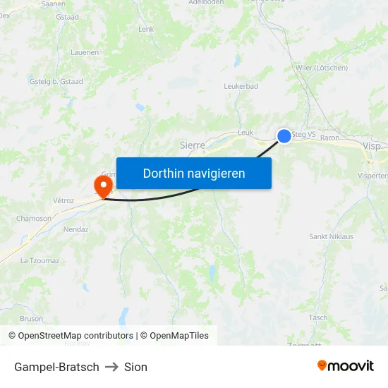 Gampel-Bratsch to Sion map