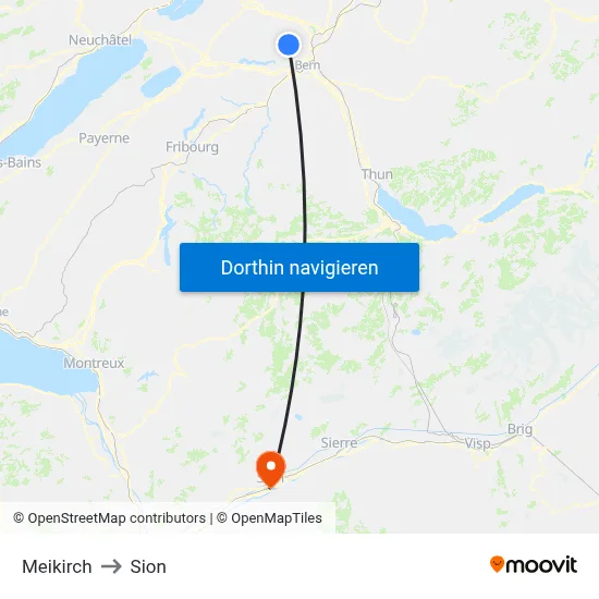Meikirch to Sion map