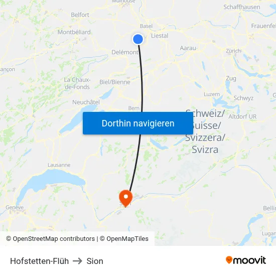 Hofstetten-Flüh to Sion map