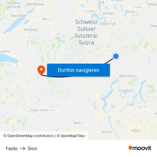 Faido to Sion map