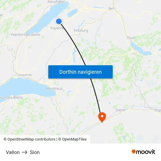 Vallon to Sion map