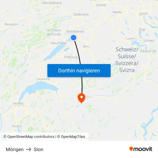Mörigen to Sion map