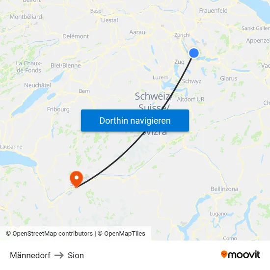 Männedorf to Sion map