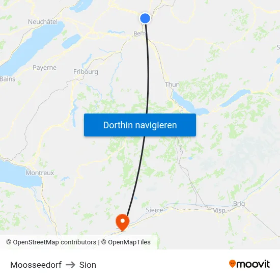 Moosseedorf to Sion map