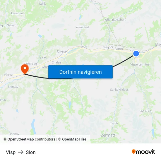 Visp to Sion map