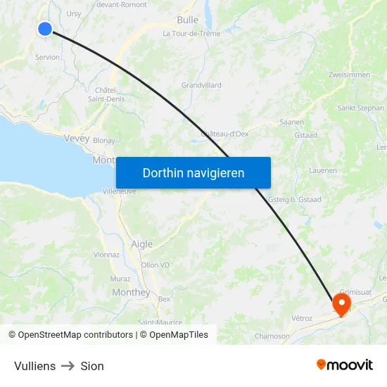 Vulliens to Sion map