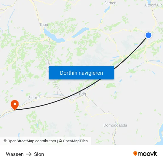 Wassen to Sion map