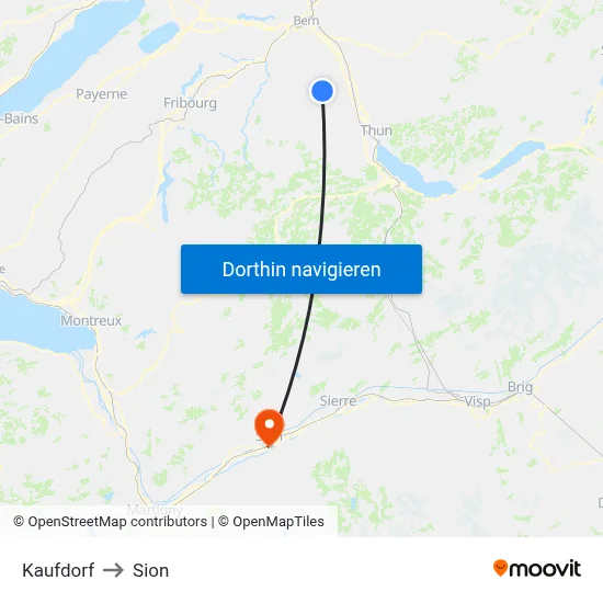 Kaufdorf to Sion map