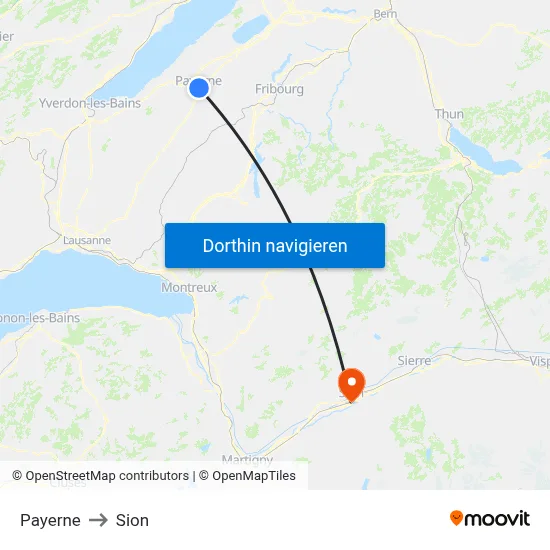 Payerne to Sion map