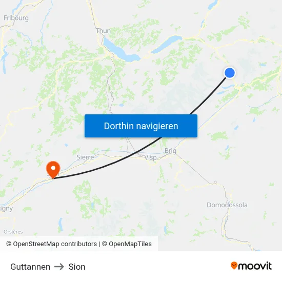 Guttannen to Sion map