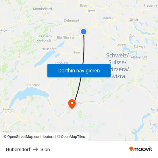 Hubersdorf to Sion map