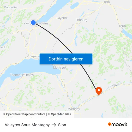 Valeyres-Sous-Montagny to Sion map