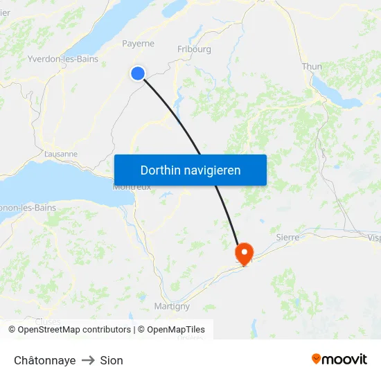 Châtonnaye to Sion map
