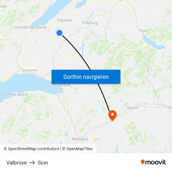 Valbroye to Sion map