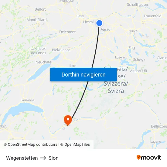 Wegenstetten to Sion map