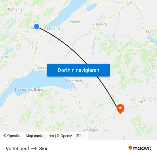 Vuiteboeuf to Sion map