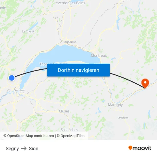 Ségny to Sion map