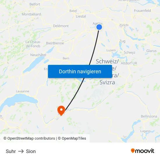 Suhr to Sion map