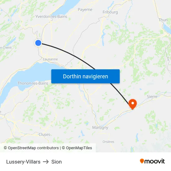 Lussery-Villars to Sion map