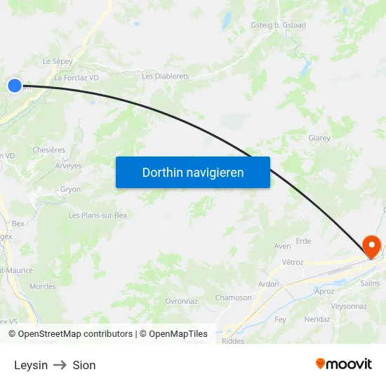 Leysin to Sion map