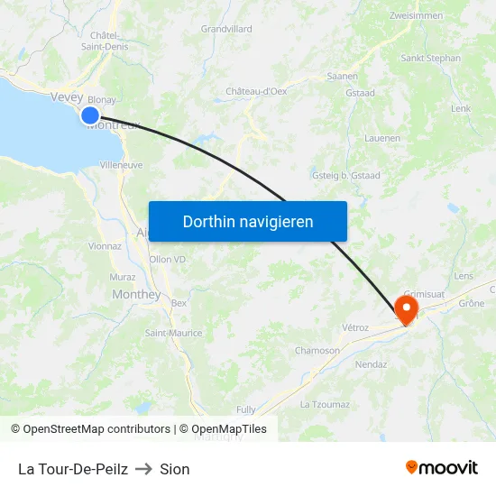 La Tour-De-Peilz to Sion map