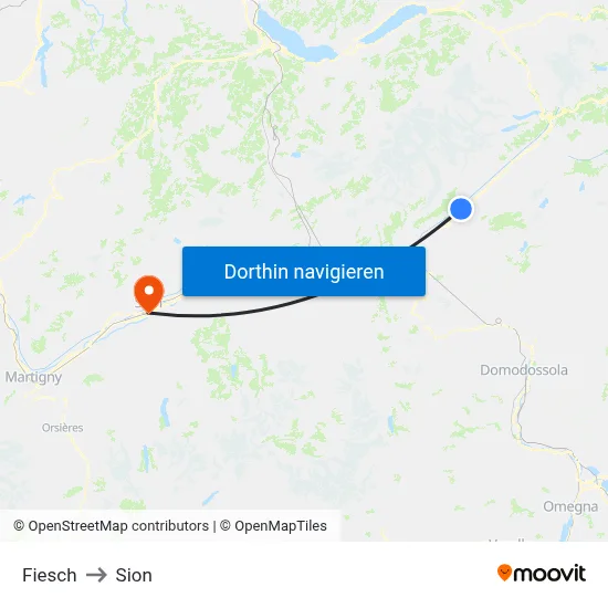 Fiesch to Sion map