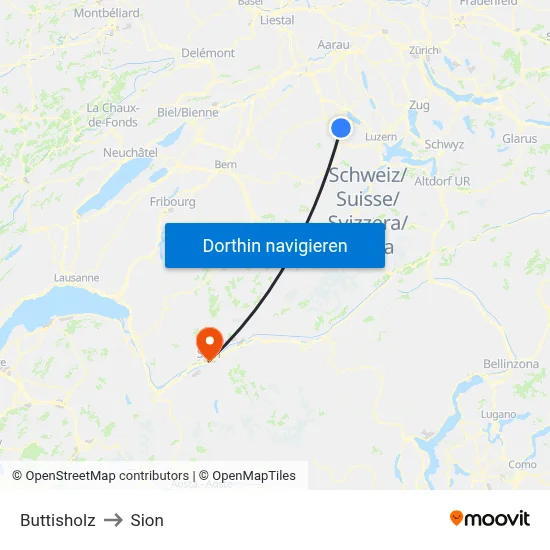 Buttisholz to Sion map