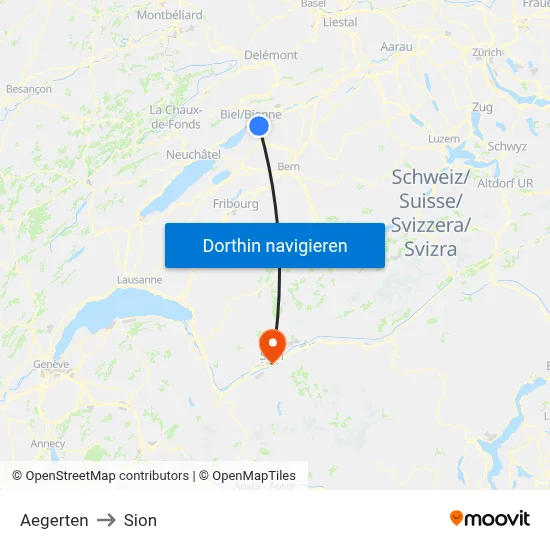 Aegerten to Sion map
