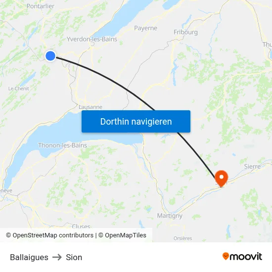 Ballaigues to Sion map