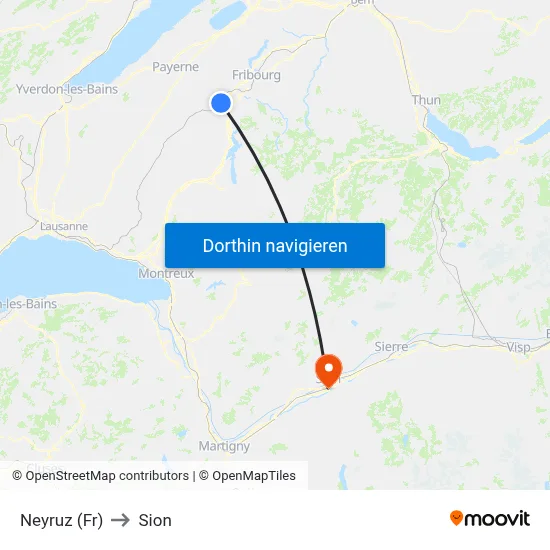 Neyruz (Fr) to Sion map
