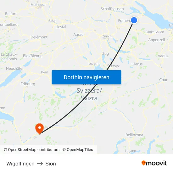Wigoltingen to Sion map