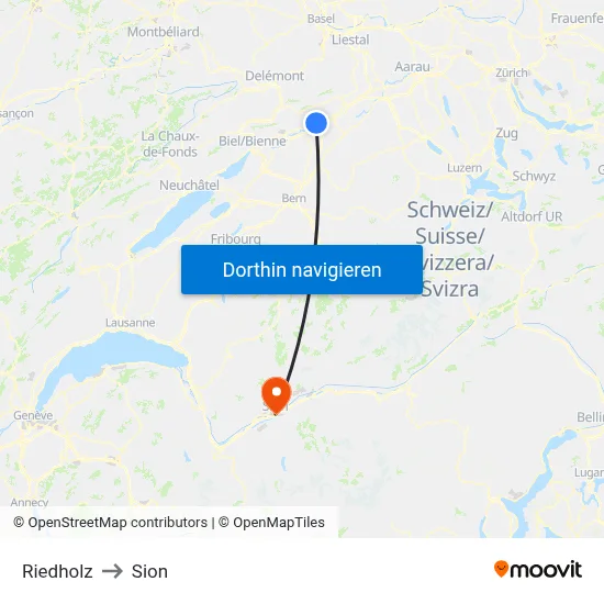 Riedholz to Sion map