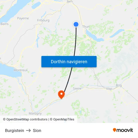 Burgistein to Sion map