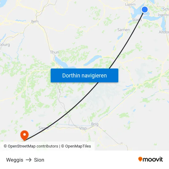 Weggis to Sion map