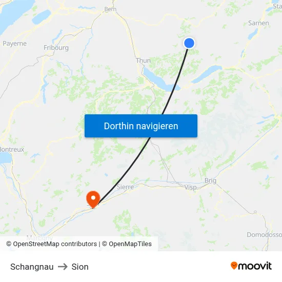Schangnau to Sion map