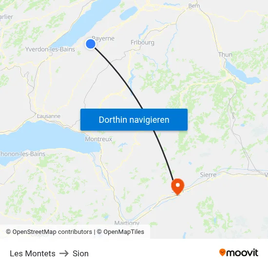 Les Montets to Sion map