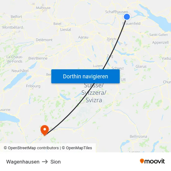 Wagenhausen to Sion map