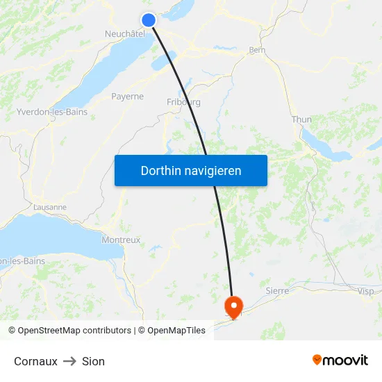 Cornaux to Sion map