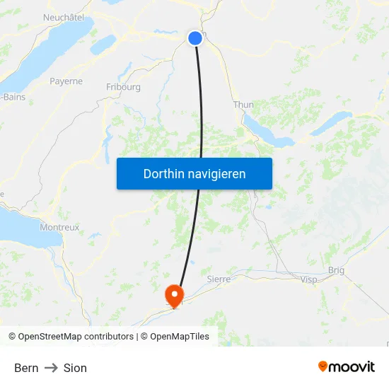 Bern to Sion map