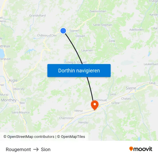 Rougemont to Sion map
