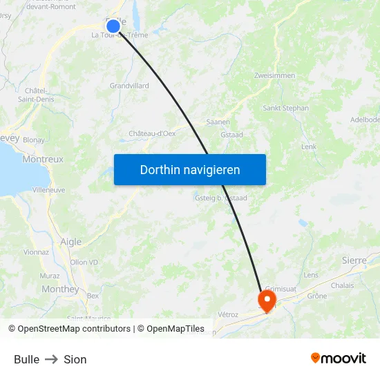 Bulle to Sion map