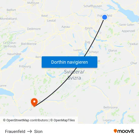 Frauenfeld to Sion map
