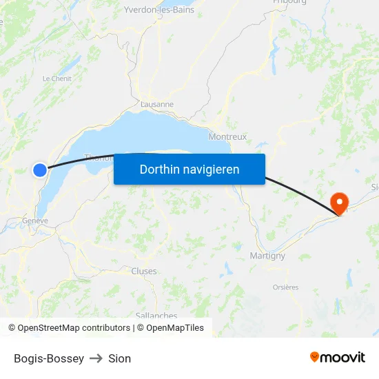 Bogis-Bossey to Sion map