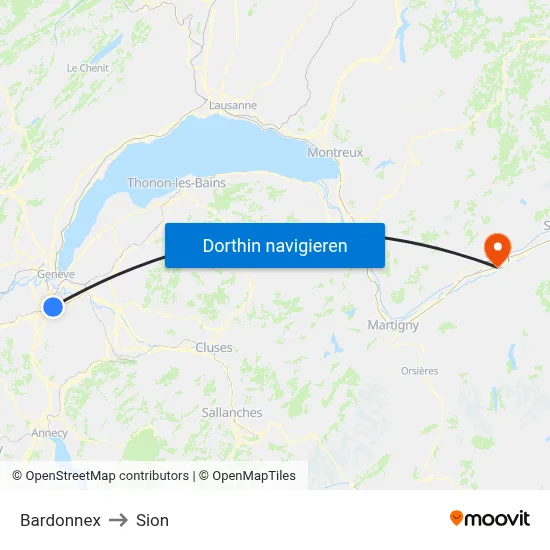 Bardonnex to Sion map
