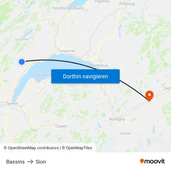 Bassins to Sion map