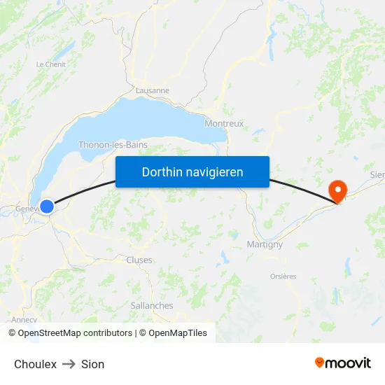 Choulex to Sion map
